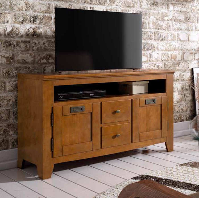 Mueble TV de alto diseño con puerta rayada- RUSTICO COLONIAL
