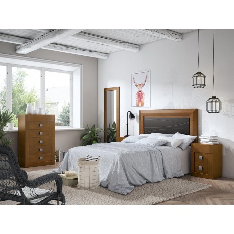Dormitorio moderno madera nogal gris